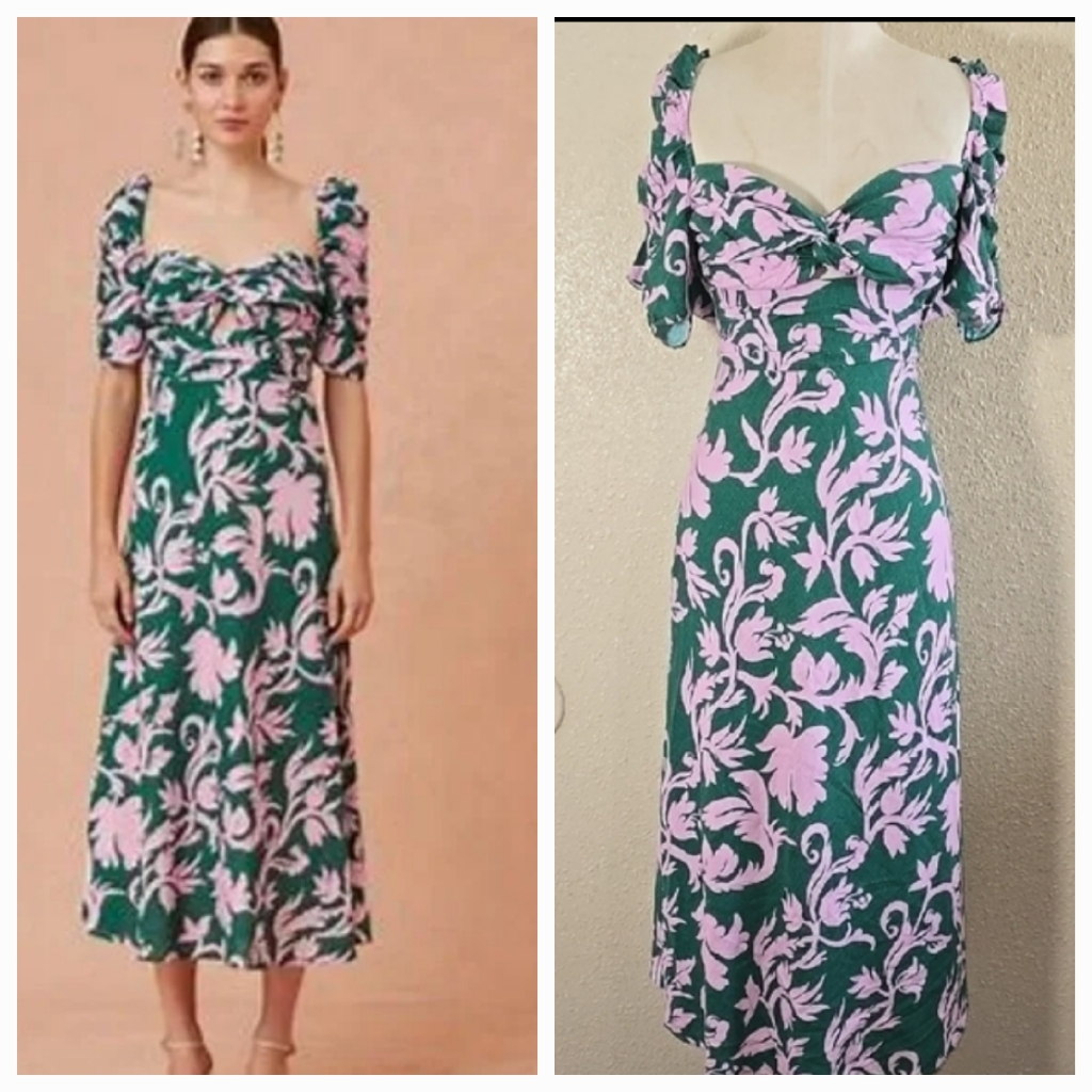 Keepsake Floral Green And Pink Women's Dress
